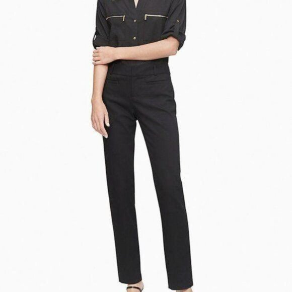 Calvin Klein Black Shirt Blouse Top Button Up Tab Sleeves WOMAN'S Women's Small - Picture 2 of 13